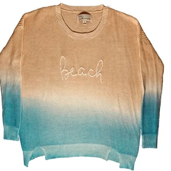 Vintage Havana | Oversized Cursive Knit Beach Knitted Ombré Sweater | S - Picture 3 of 6